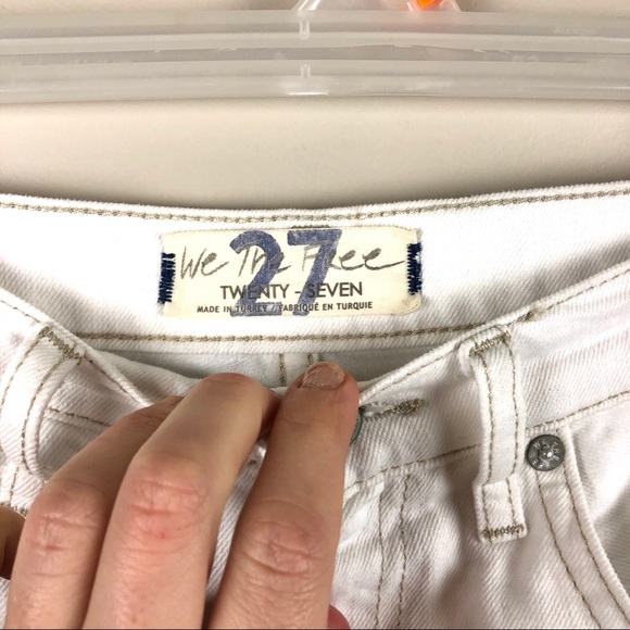 FREE PEOPLE Distressed White Boyfriend Ankle Jeans - Picture 3 of 5